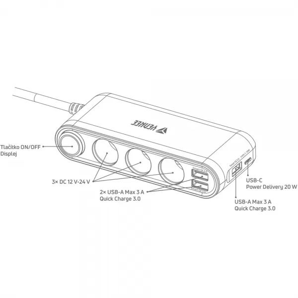 YAC 470 Nabíjecí adaptér do auta YENKEE