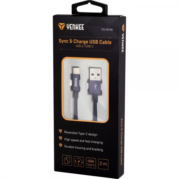 YCU 302 BE kabel USB A 2.0 / C 2m YENKEE