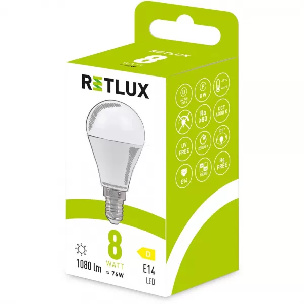 RLL 636 G45 E14 miniG 8W CW D RETLUX