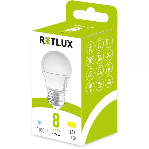 RLL 643 G45 E27 miniG 8W DL D RETLUX