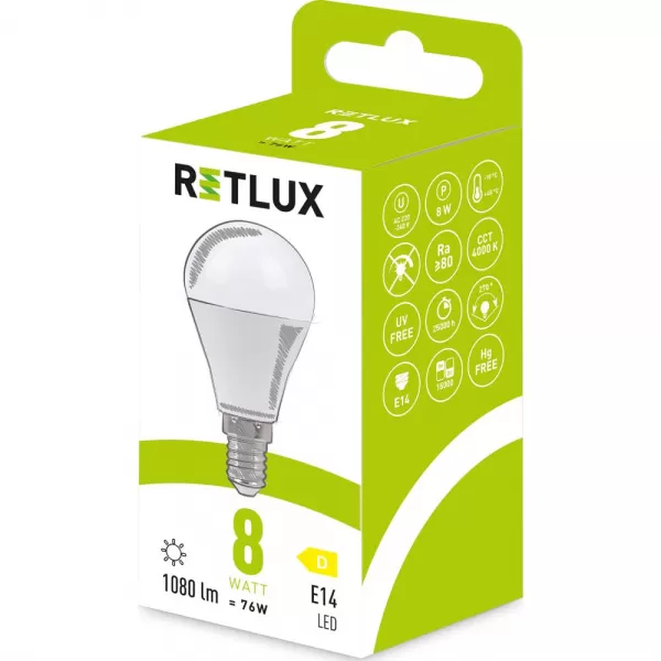 RLL 636 G45 E14 miniG 8W CW D RETLUX