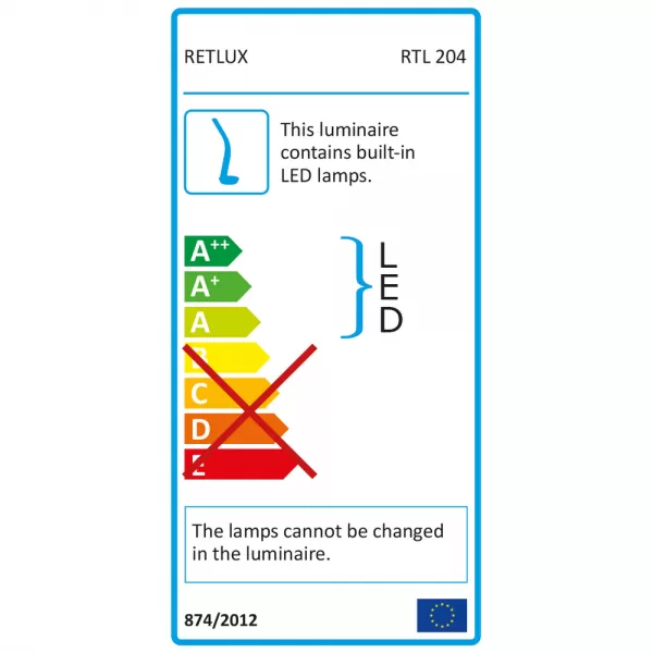 RTL 204 stm. LED lampa černá Qi 6W RETLUX