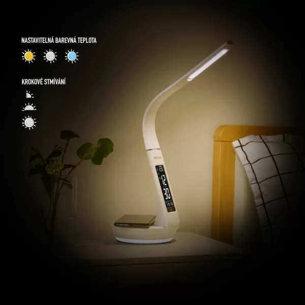 RTL 204 stm. LED lampa černá Qi 6W RETLUX